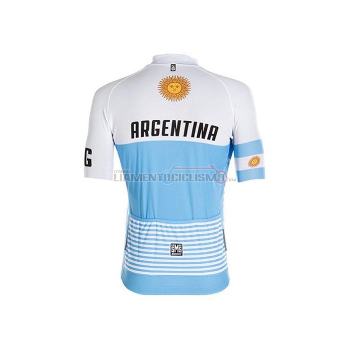 Abbigliamento Ciclismo Argentina Manica Corta 2020 Bianco Blu